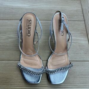 Studio Women's Metallic Silver Heels